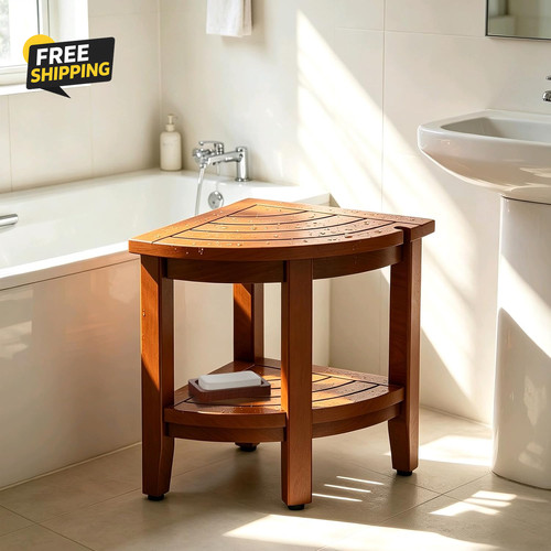 Teak corner shower - teak,