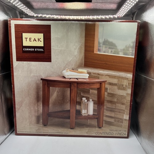 Corner teak shower - teak,